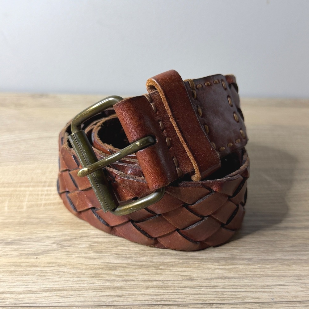 American Eagle Braided Belt Brown Boho Western‎ Vintage Distressed Hippie Large